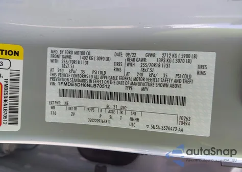 2022 Ford Bronco Outer Banks из США, поврежденный, VIN 1FMDE5DH6NLB70512